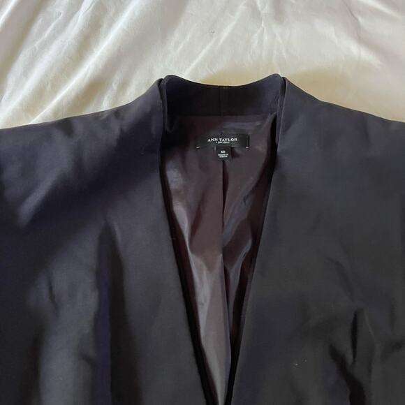 Ann Taylor Black Wool Collarless Blazer Plus Size 16 Career Office Work - Picture 4 of 13